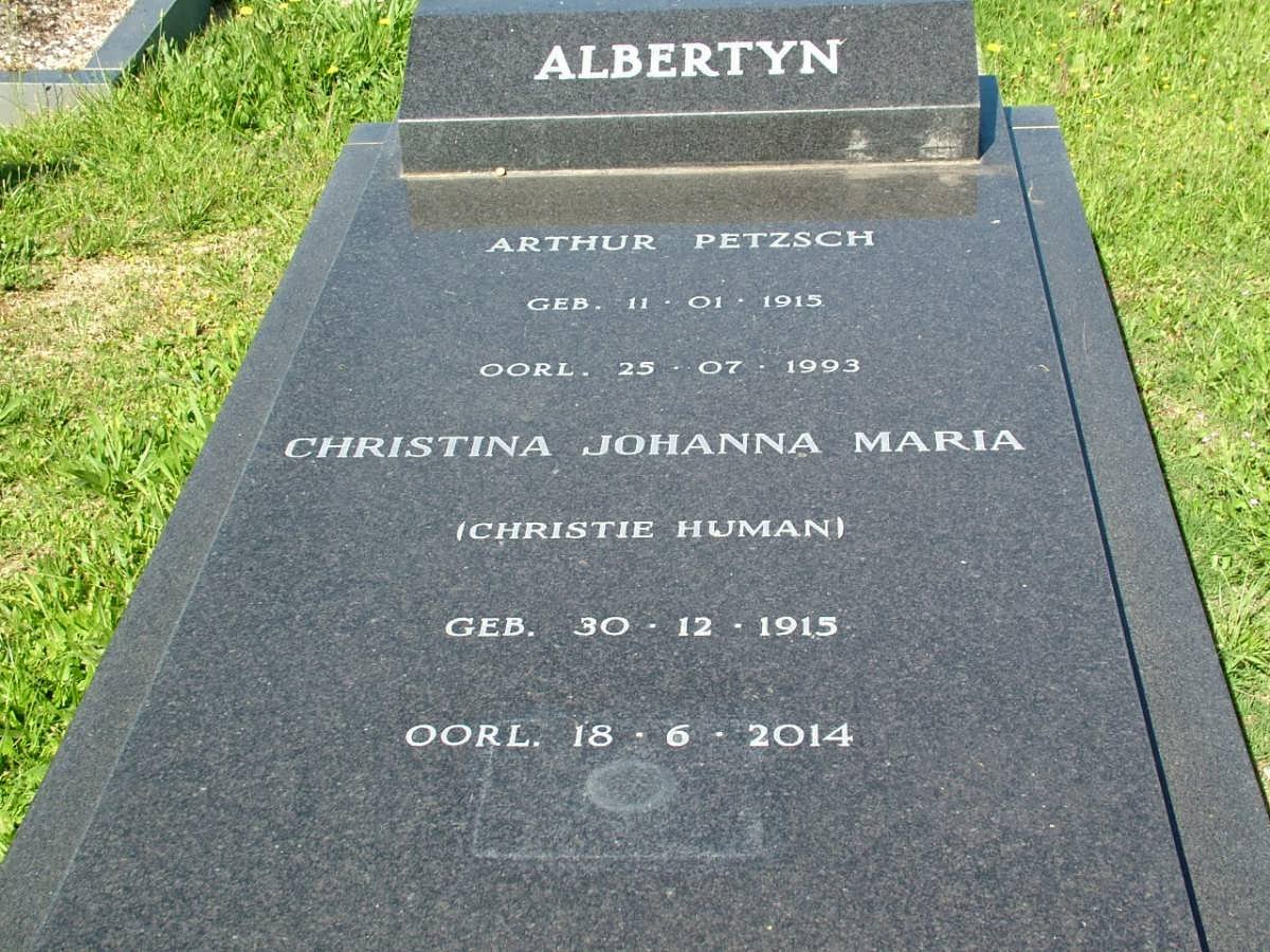 ALBERTYN Arthur Petzsch 1915-1993 &amp; Christina Johanna Maria HUMAN 1915-2014