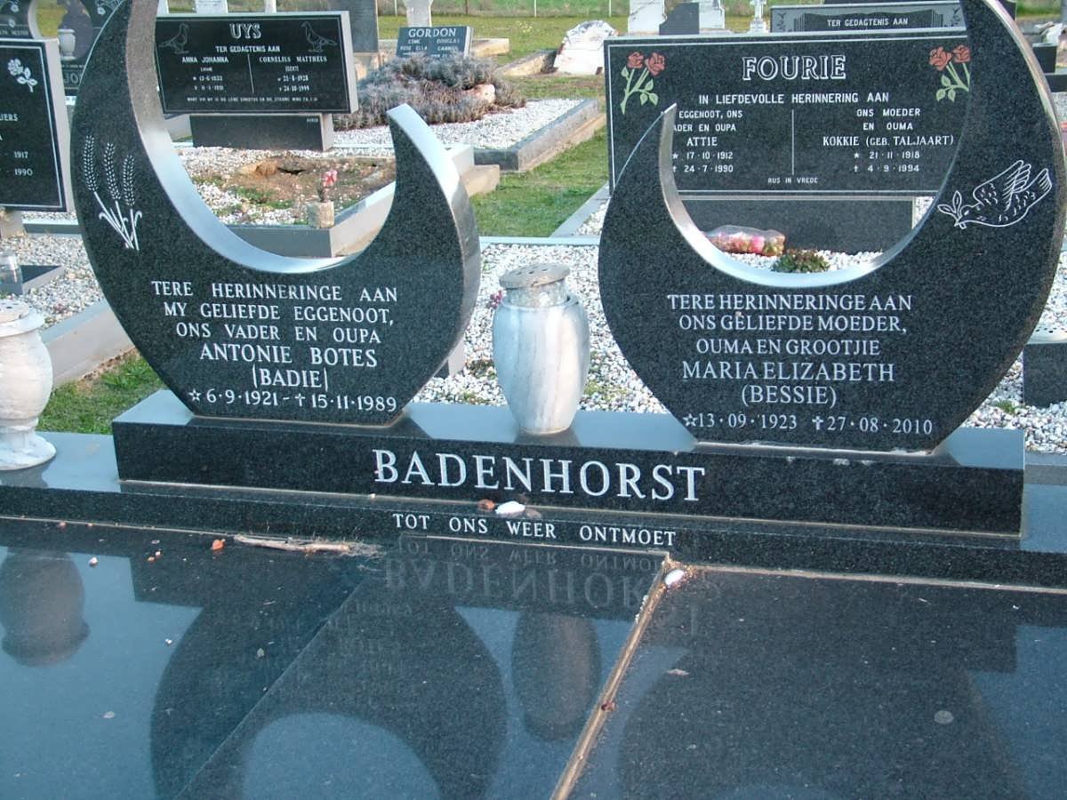 BADENHORST Antonie Botes 1921-1989 &amp; Maria Elizabeth 1923-2010