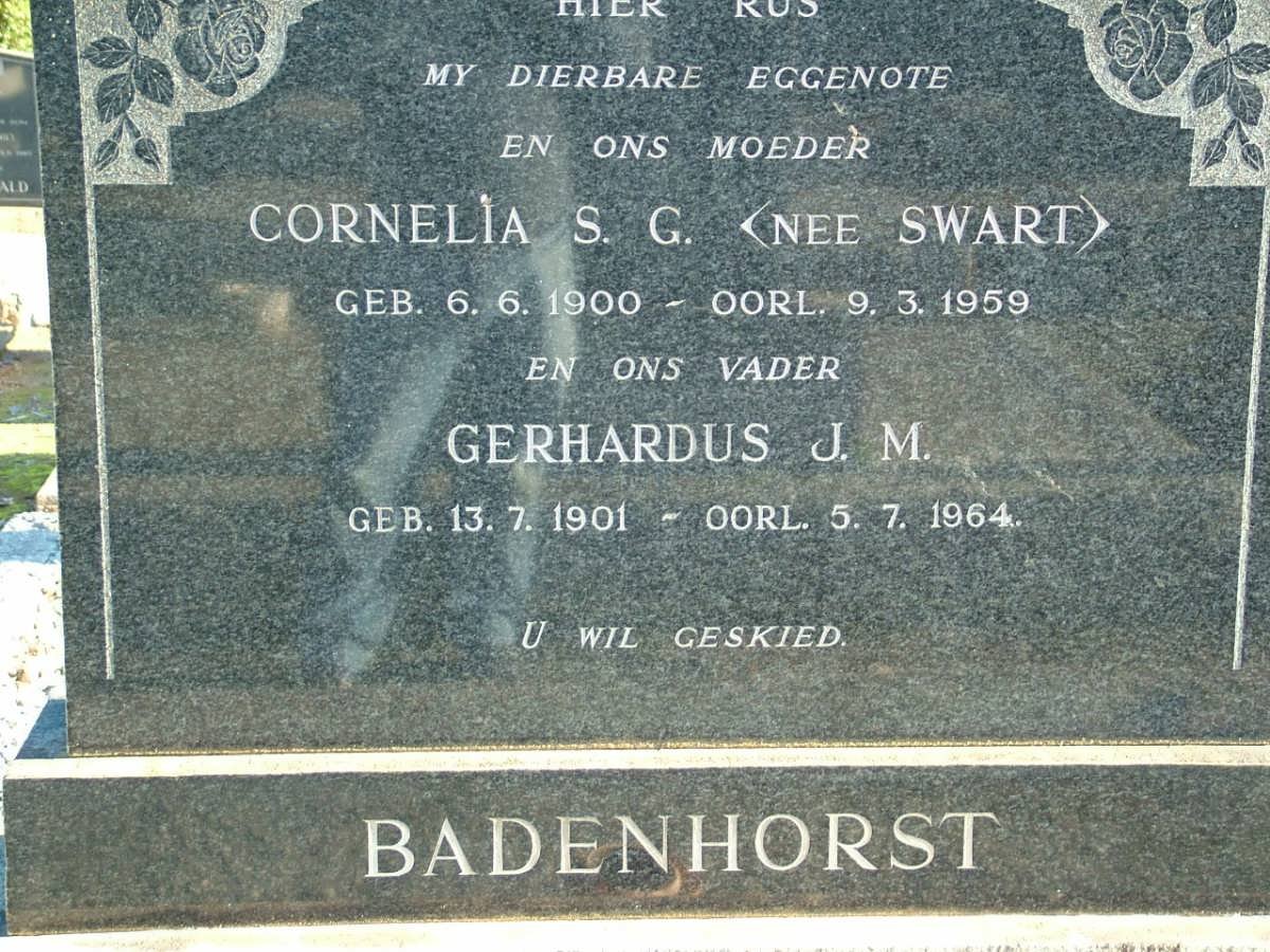 BADENHORST Gerhardus J.M. 1901-1964 &amp; Cornelia S.G. SWART 1900-1959