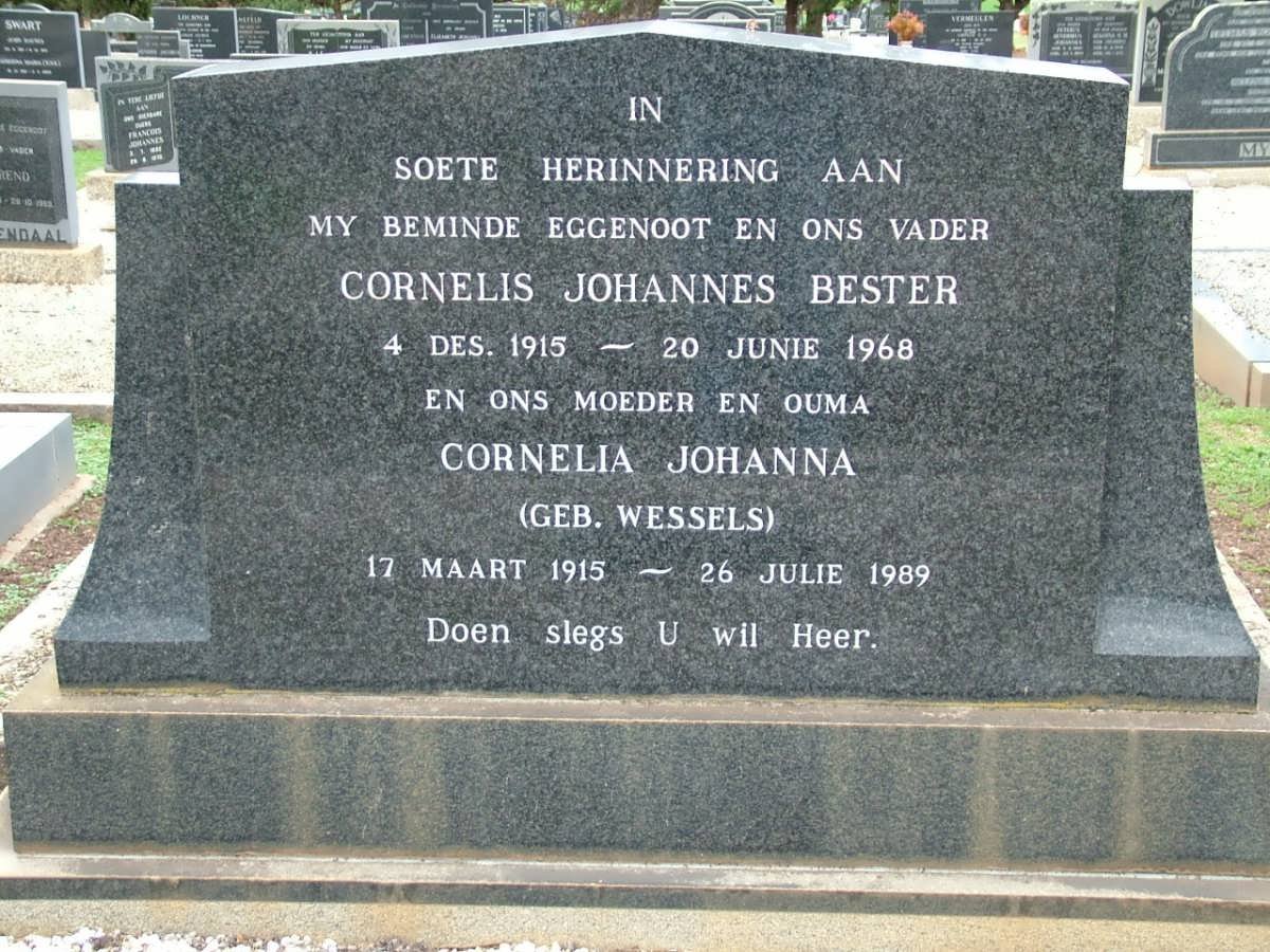 BESTER Cornelis Johannes 1915-1968 &amp; Cornelia Johanna WESSELS 1915-1989