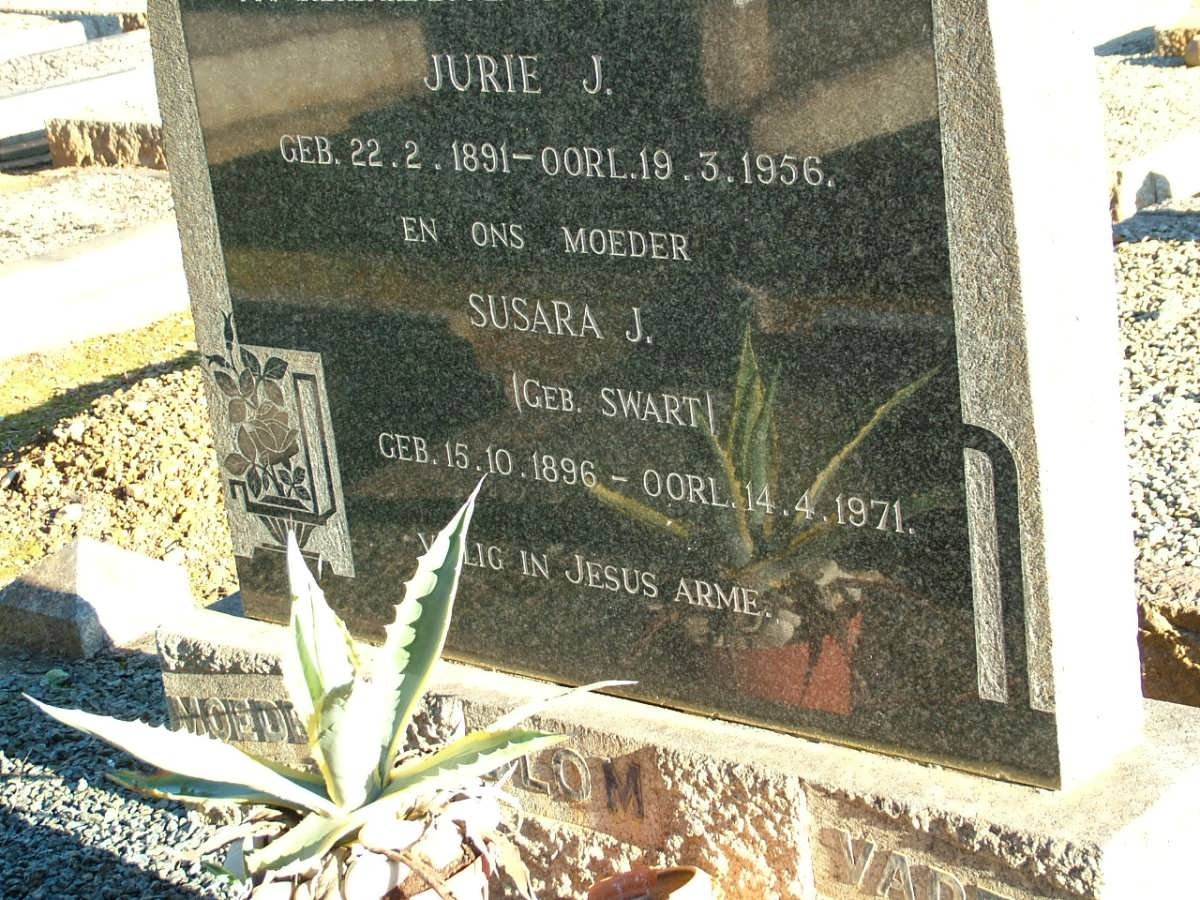 BLOM Jurie J. 1891-1956 &amp; Susara J. SWART 1896-1971