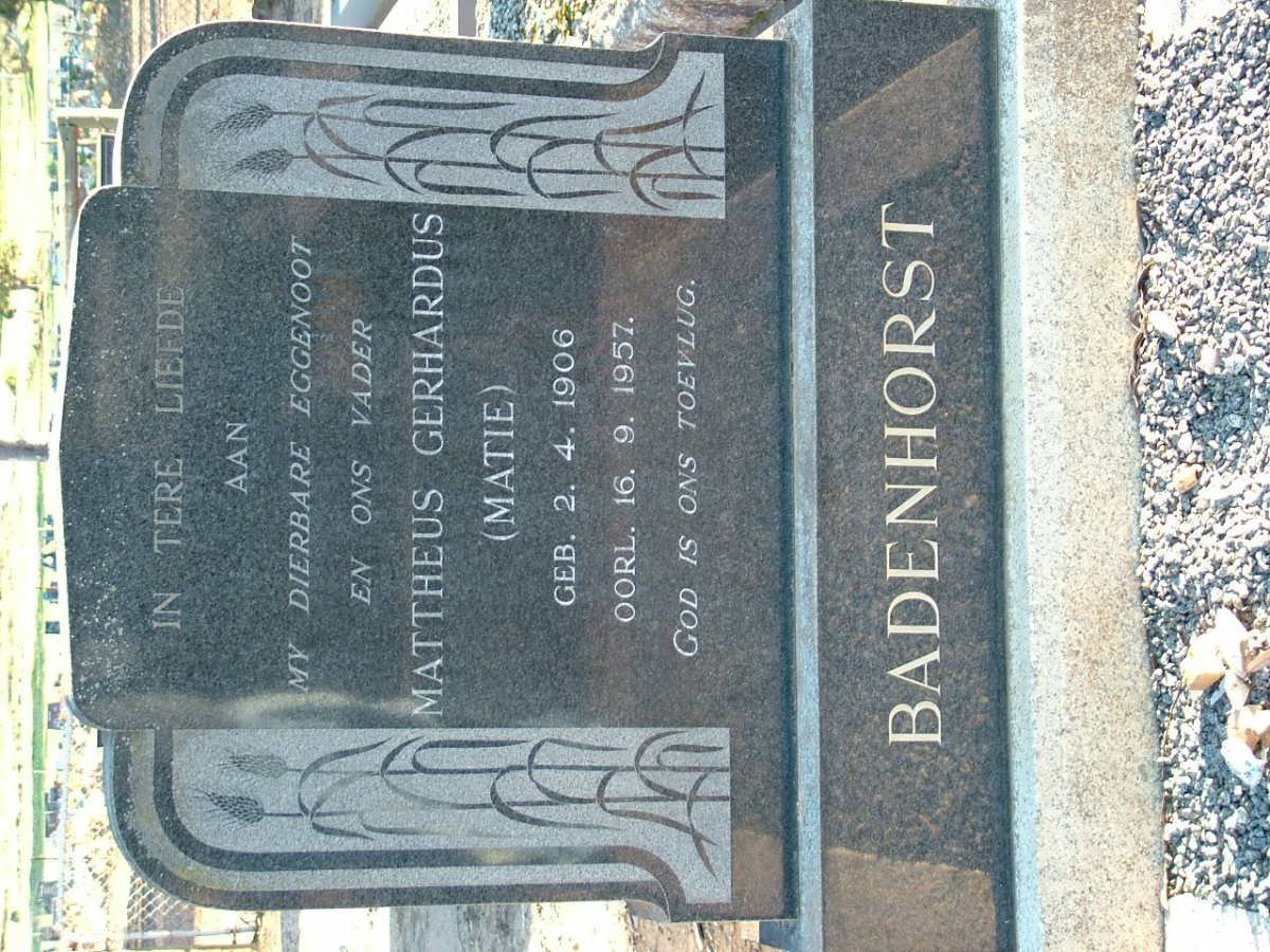 BADENHORST Mattheus Gerhardus 1906-1957