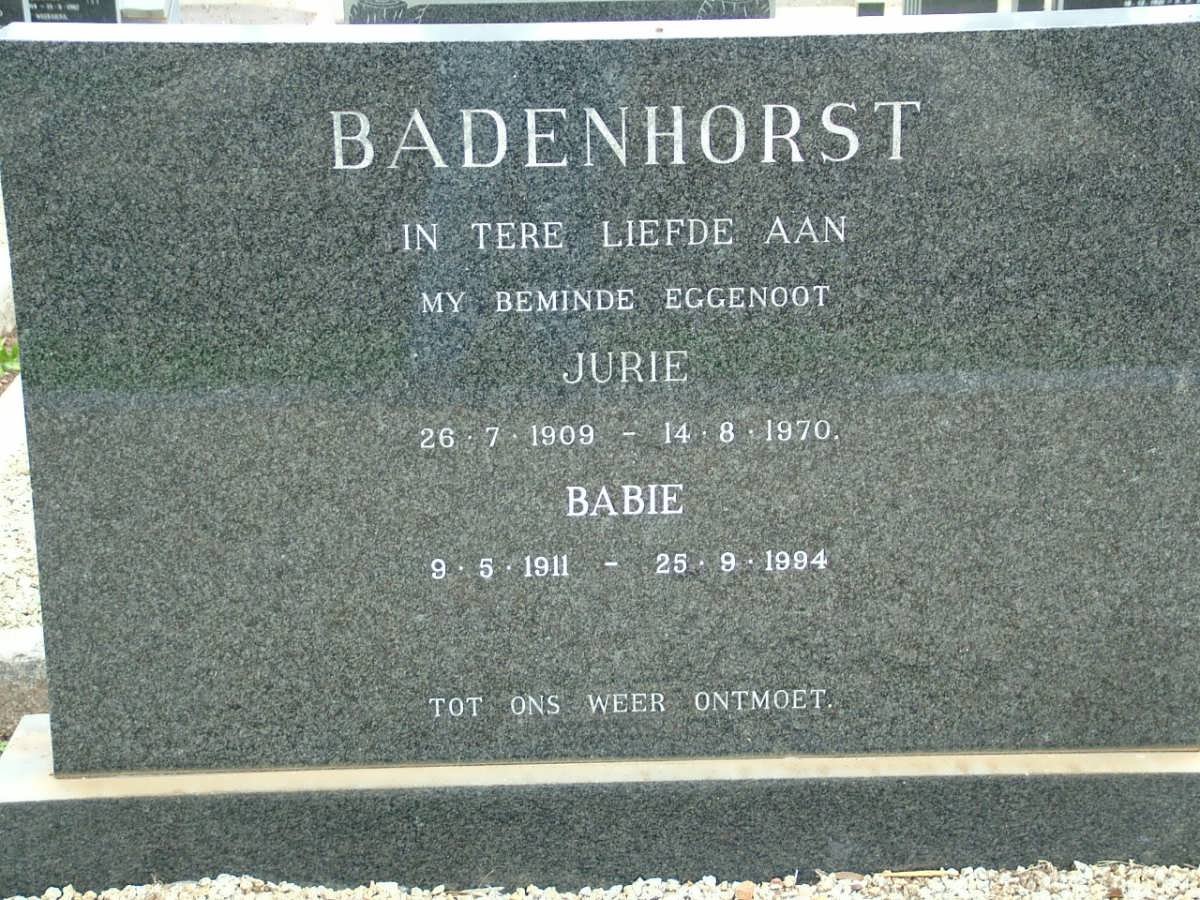 BADENHORST Jurie 1909-1970 &amp; Babie 1911-1994