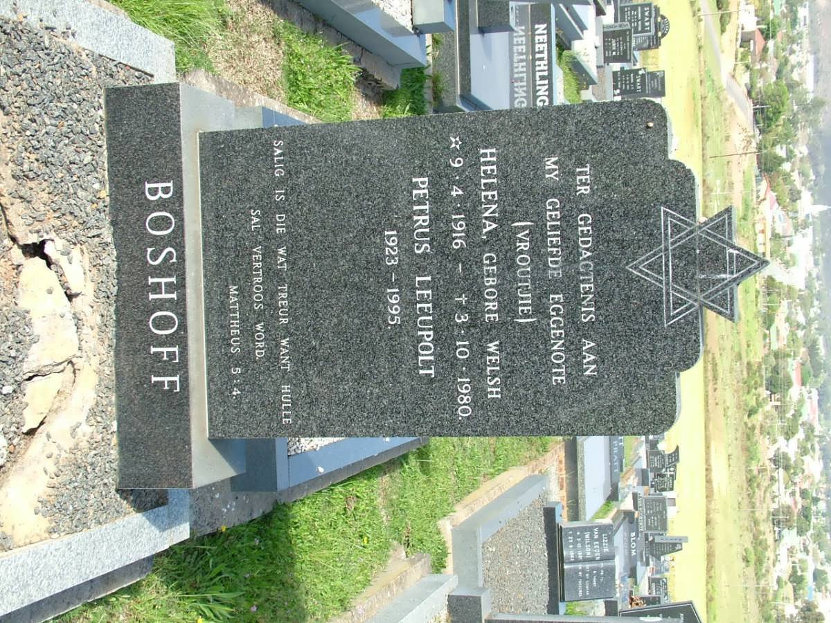 BOSHOFF Petrus Leeupolt 1923-1995 &amp; Helena WELSH 1916-1980