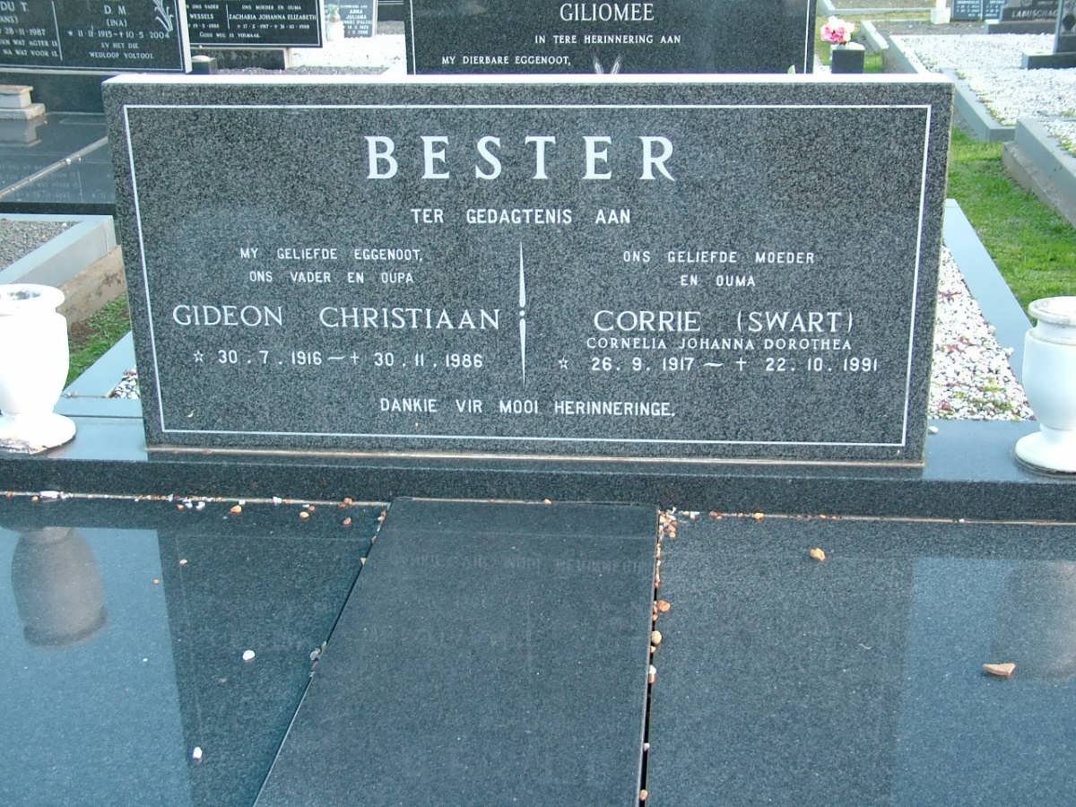 BESTER Gideon Christiaan 1916-1986 &amp; Cornelia Johanna Dorothea SWART 1917-1991