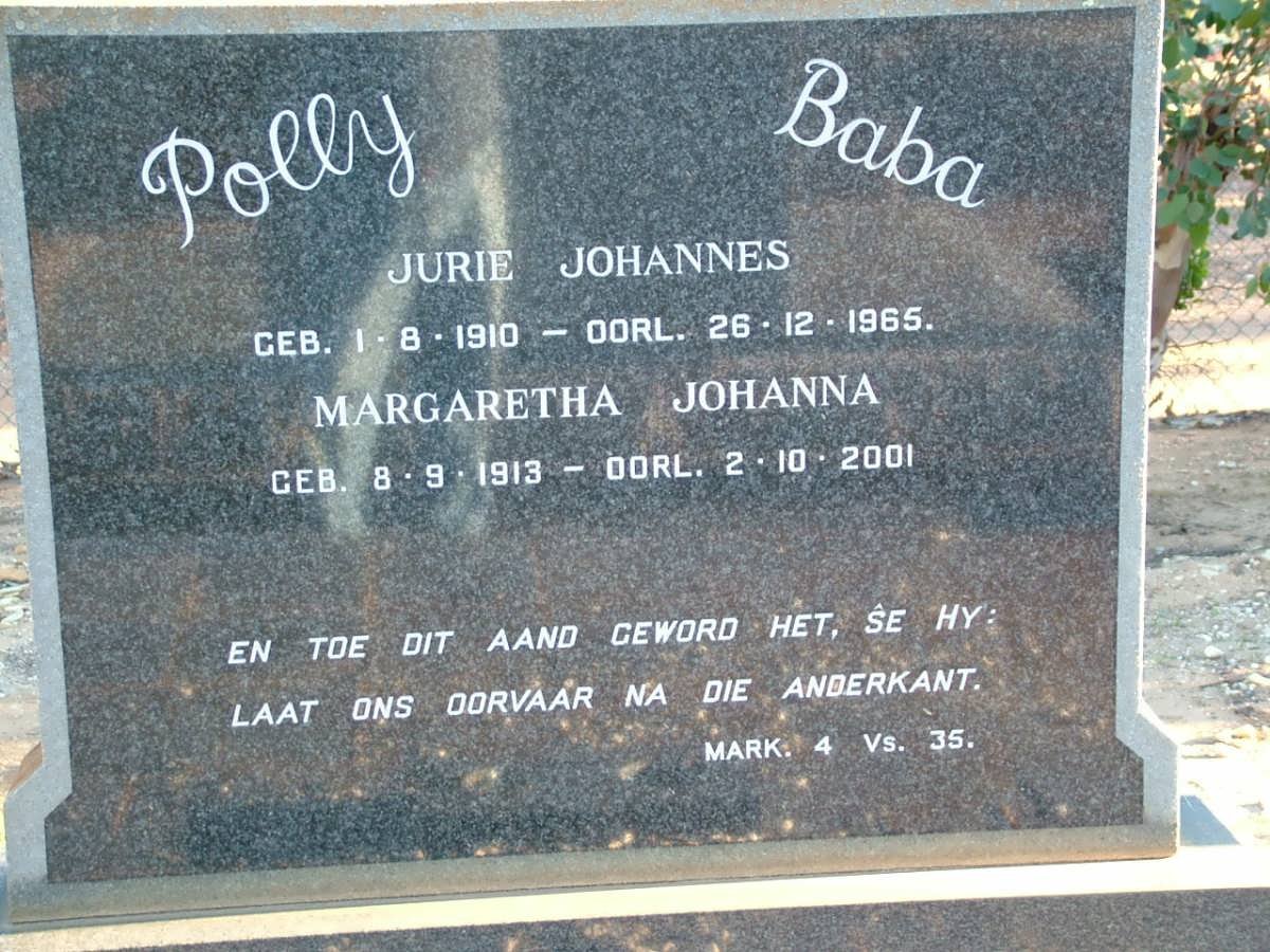 BLOM Jurie Johannes 1910-1965 &amp; Margaretha Johanna 1913-2001