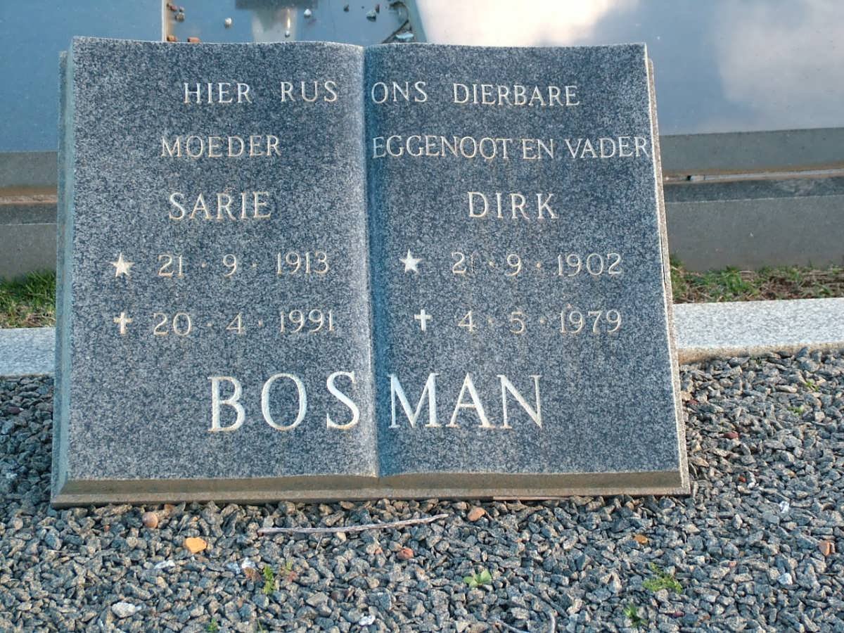 BOSMAN Dirk 1902-1979 &amp; Sarie 1913-1991