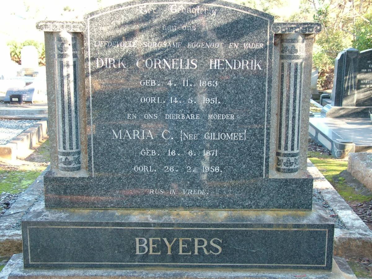 BEYERS Dirk Cornelis Hendrik 1863-1951 &amp; Maria C. GILIOMEE 1871-1956