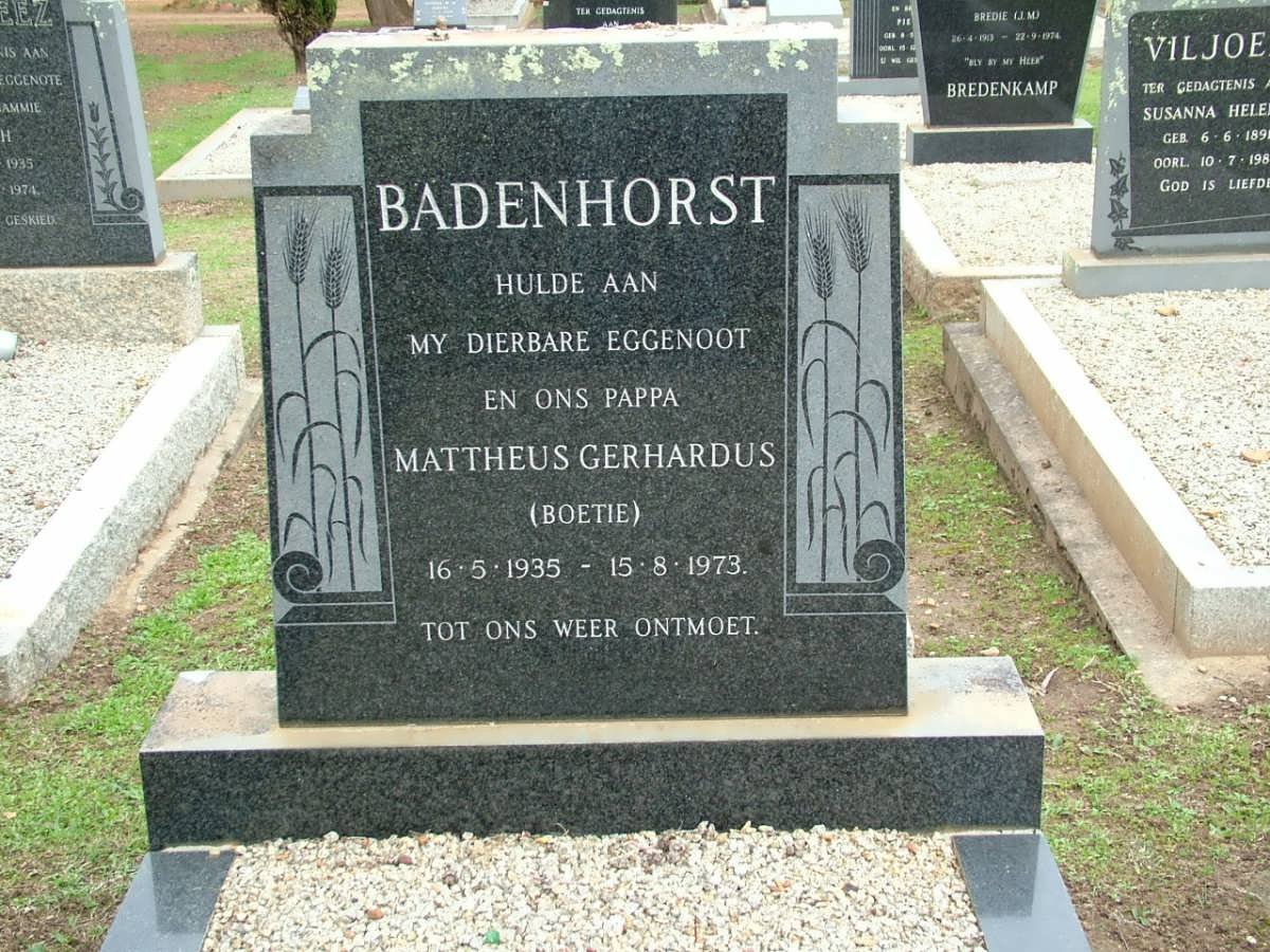 BADENHORST Mattheus Gerhardus 1935-1973