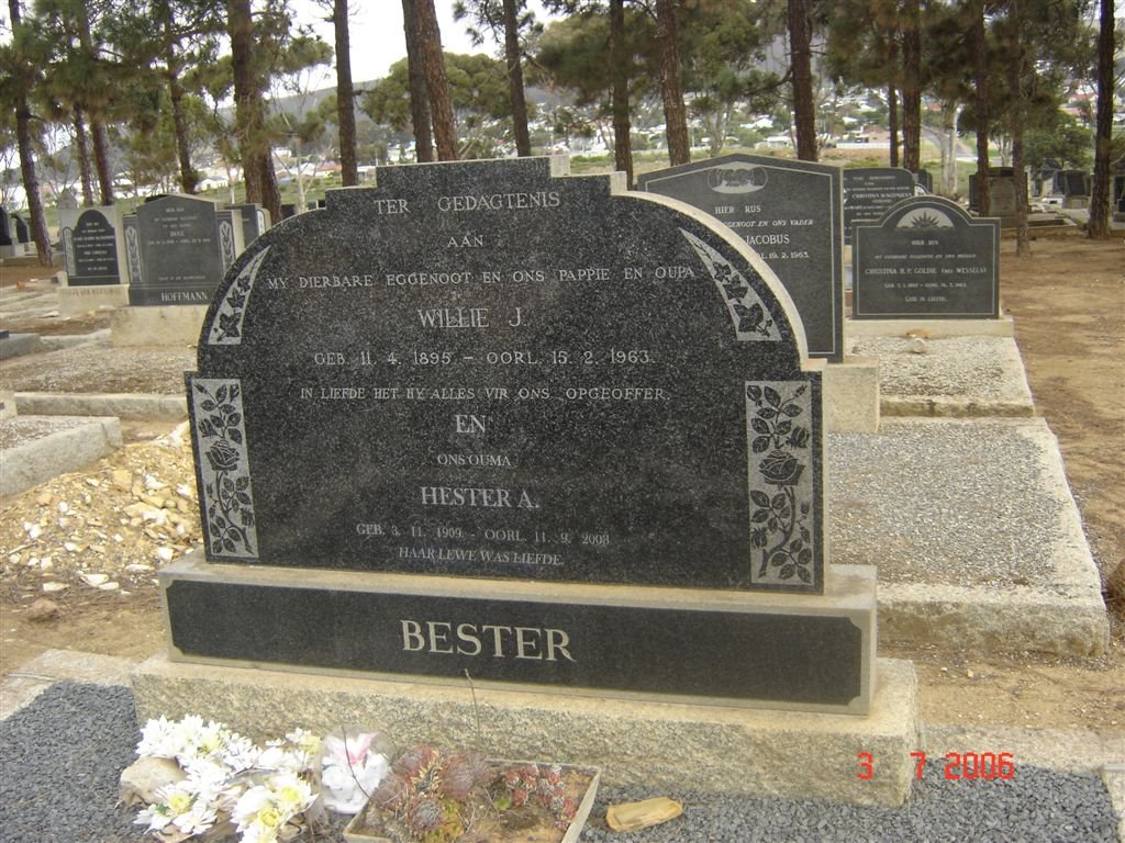 BESTER Willie J. 1895-1963 &amp; Hester A. 1909-2003
