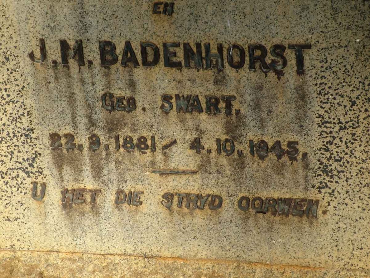 BADENHORST J.N. nee SWART 1881-1945