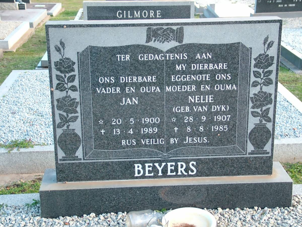BEYERS Jan 1900-1989 &amp; Nelie VAN DYK 1907-1985