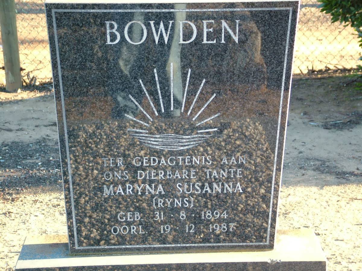 BOWDEN Maryna Susanna 1894-1987