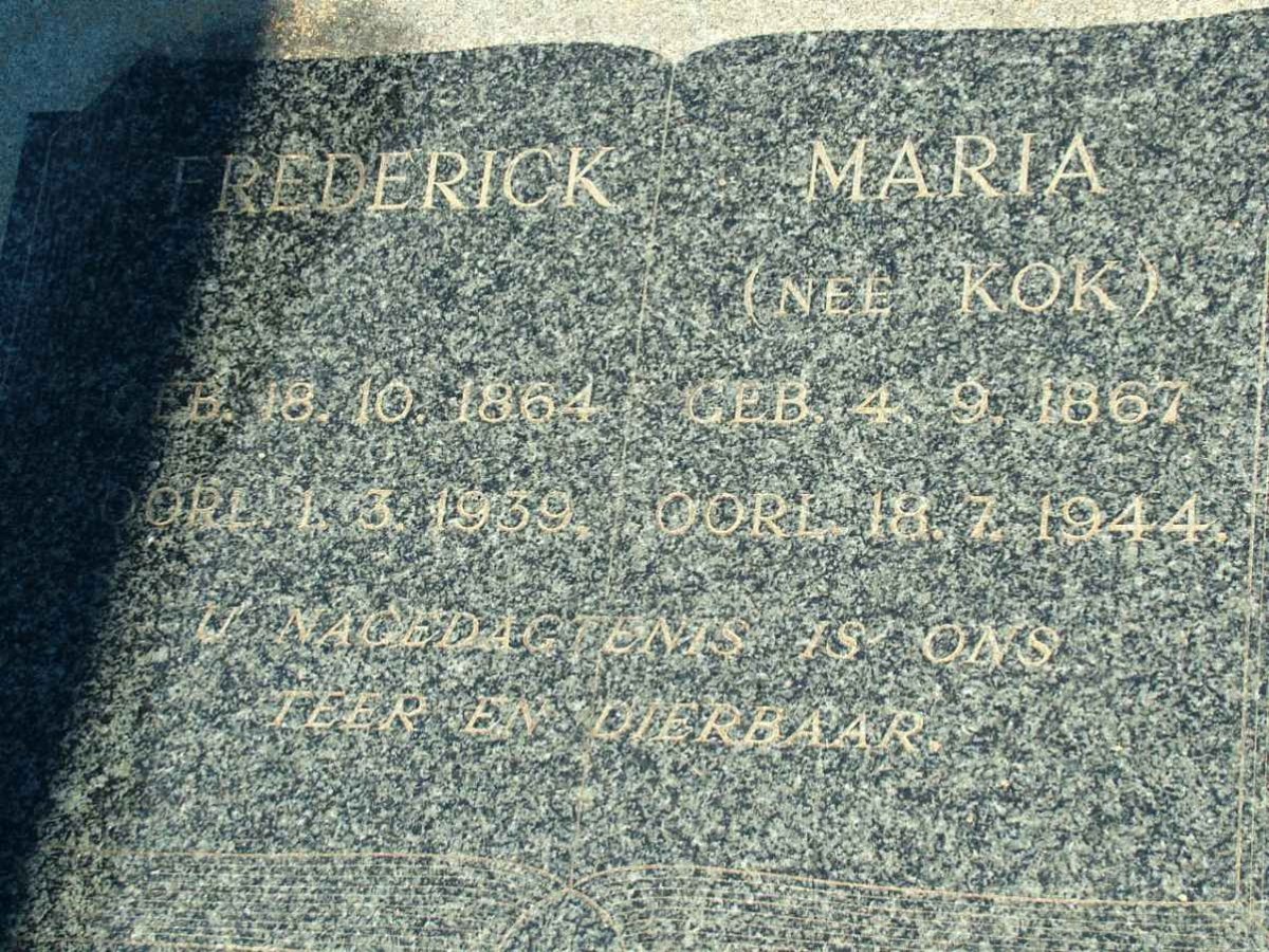 BRÖNN Frederick 1864-1959 &amp; Maria KOK 1867-1944