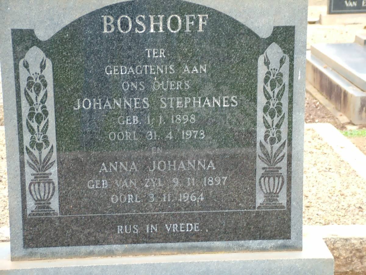 BOSHOFF Johannes Stephanus 1898-1973 &amp; Anna Johanna VAN ZYL 1897-1964