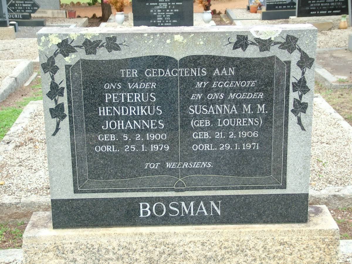 BOSMAN Peterus Hendrikus Johannes 1900-1979 &amp; Susanna M.M. LOURENS 1906-1971