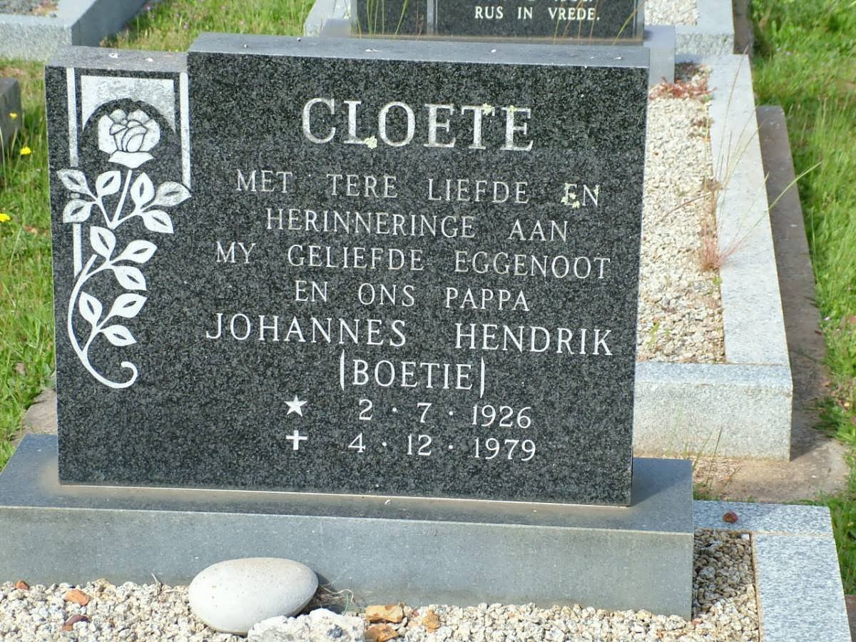 CLOETE Johannes Hendrik 1926-1979
