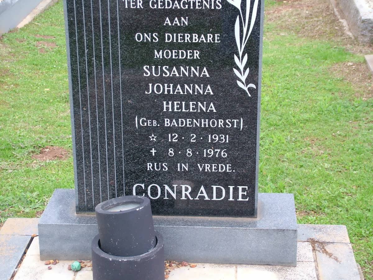 CONRADIE Susanna Johanna Helena nee BADENHORST 1931-1976