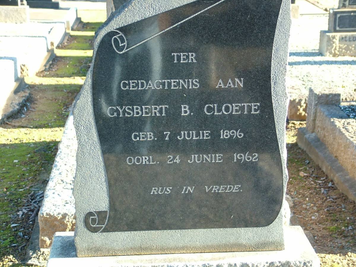 CLOETE Gysbert B. 1896-1962