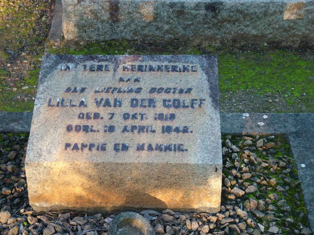 COLFF Lilla, van der 1913-1942