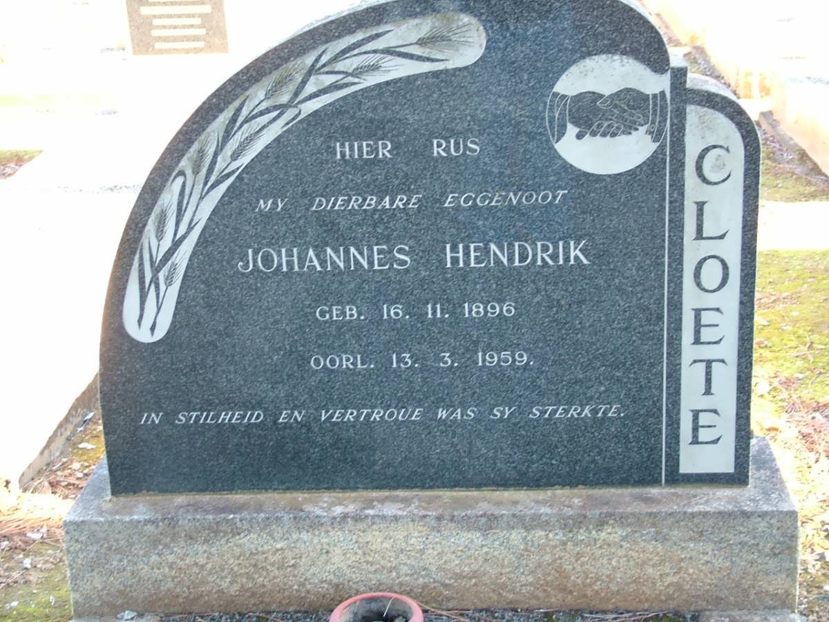 CLOETE Johannes Hendrik 1896-1959