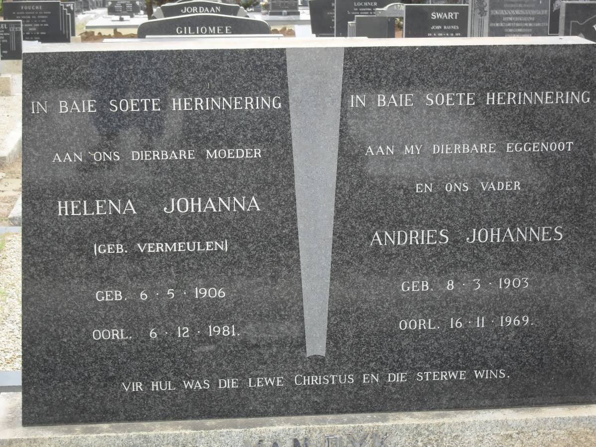 DYK  Andries Johannes, van 1903-1969 &amp; Helena Johanna VERMEULEN 1906-1981