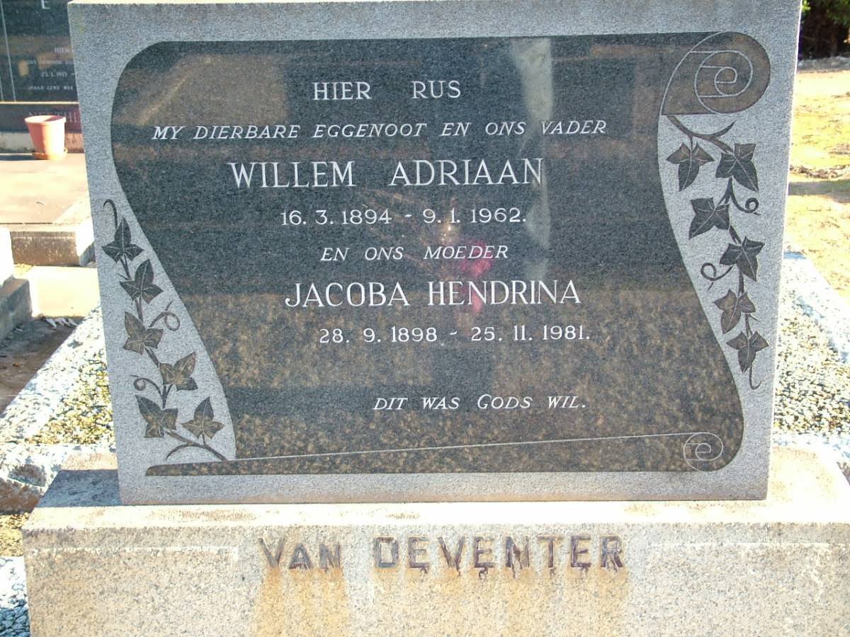 DEVENTER Willem Adriaan, van 1894-1962 &amp; Jacoba Hendrina 1898-1981