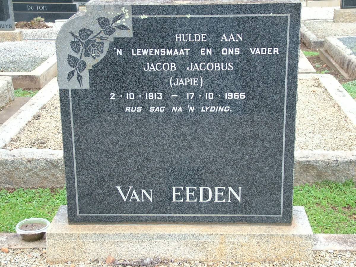 EEDEN Jacob Jacobus, van 1913-1966