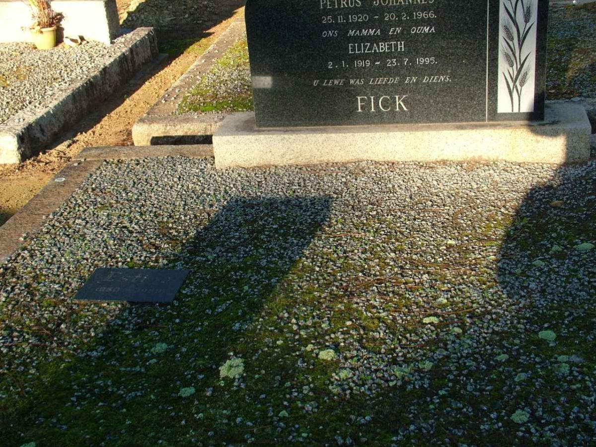 FICK Petrus Johannes 1920-1966 &amp; Elizabeth 1919-1995 :: ?? Estine 1950-1989