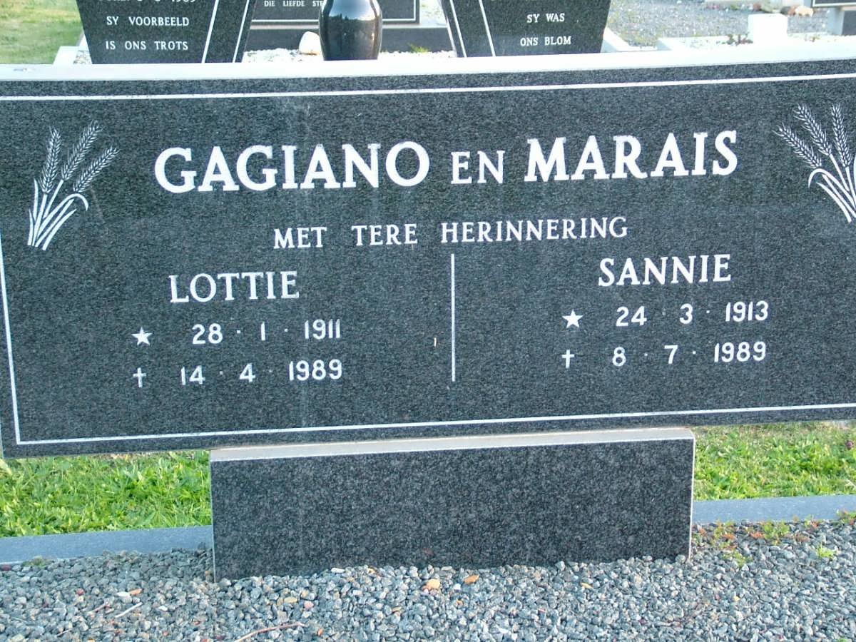 GAGIANO Lottie 1911-1989 :: MARAIS Sannie 1913-1989