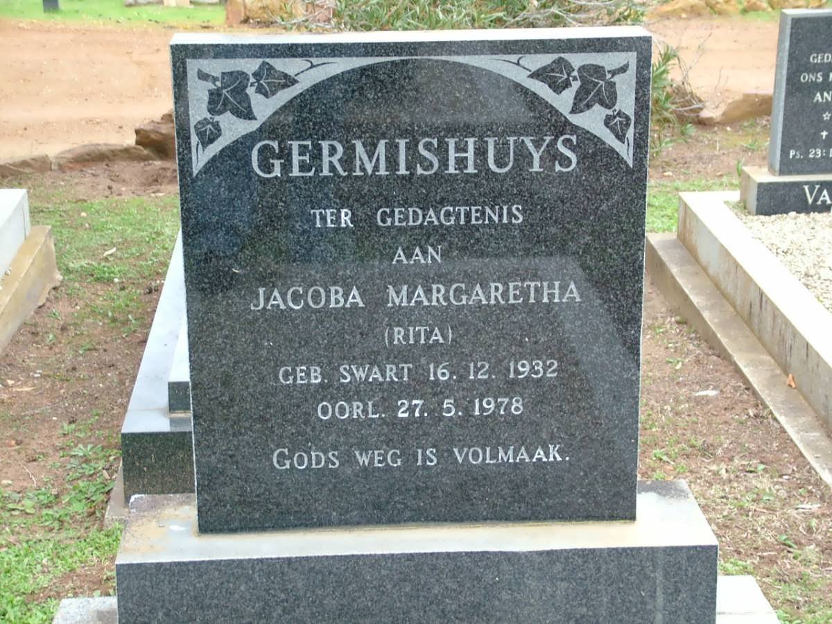 GERMISHUYS Jacoba Margaretha nee SWART 1932-1978