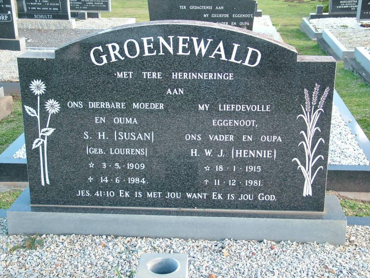GROENEWALD H.W.J. 1915-1981 &amp; S.H. LOURENS 1909-1984