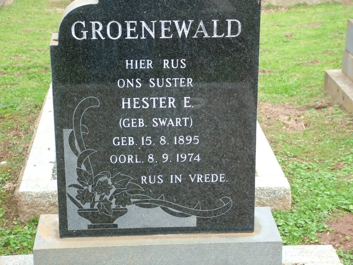GROENEWALD Hester E. nee SWART 1895-1974