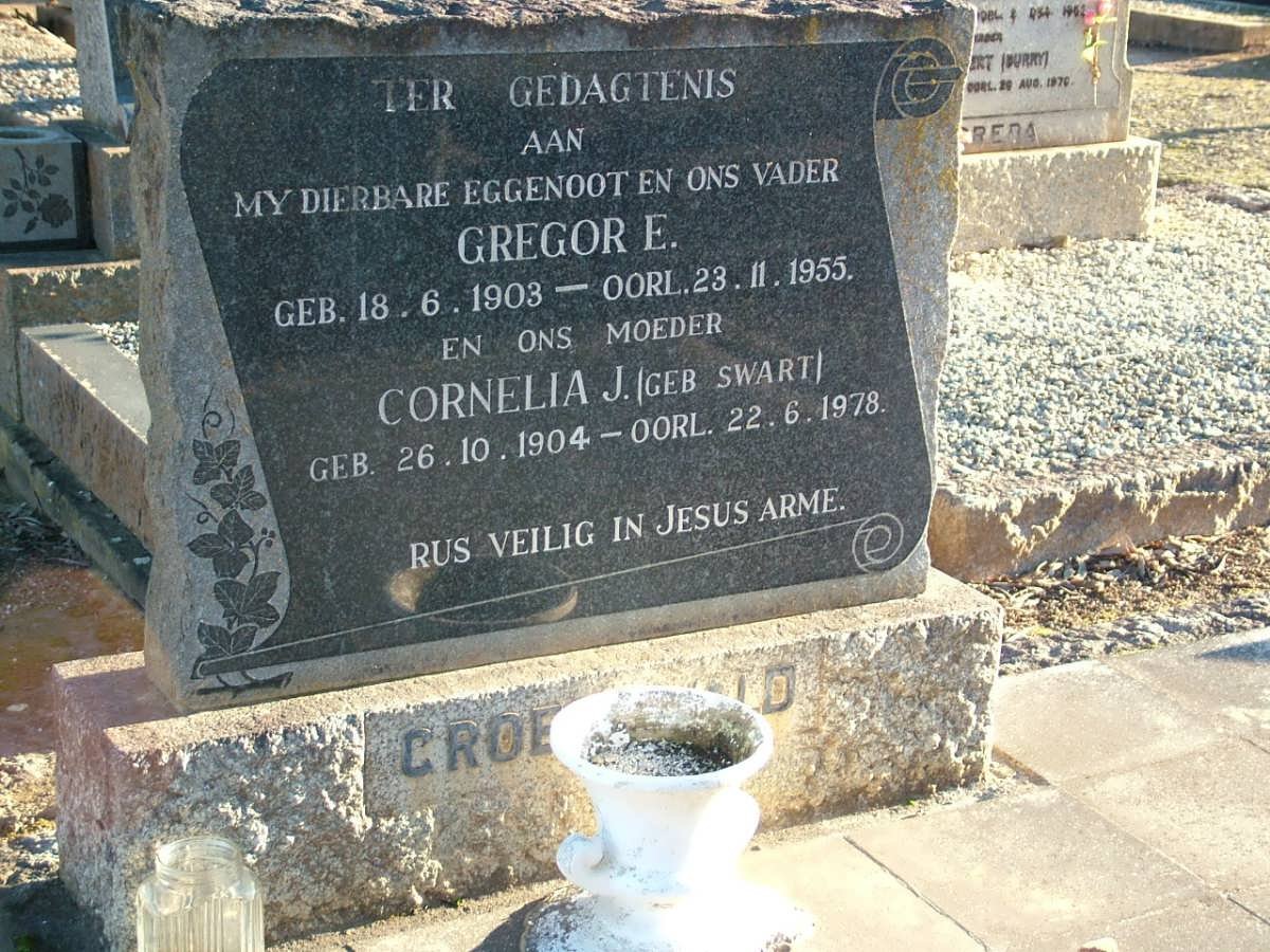 GROENEWALD Gregor E. 1903-1955 &amp; Cornelia J. SWART 1904-1978