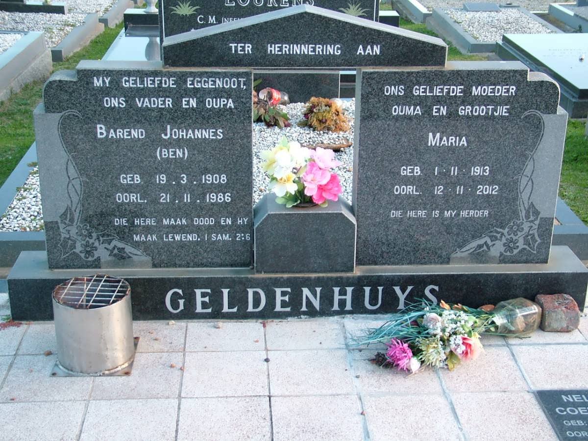 GELDENHUYS Barend Johannes 1908-1986 &amp; Maria 1913-2012