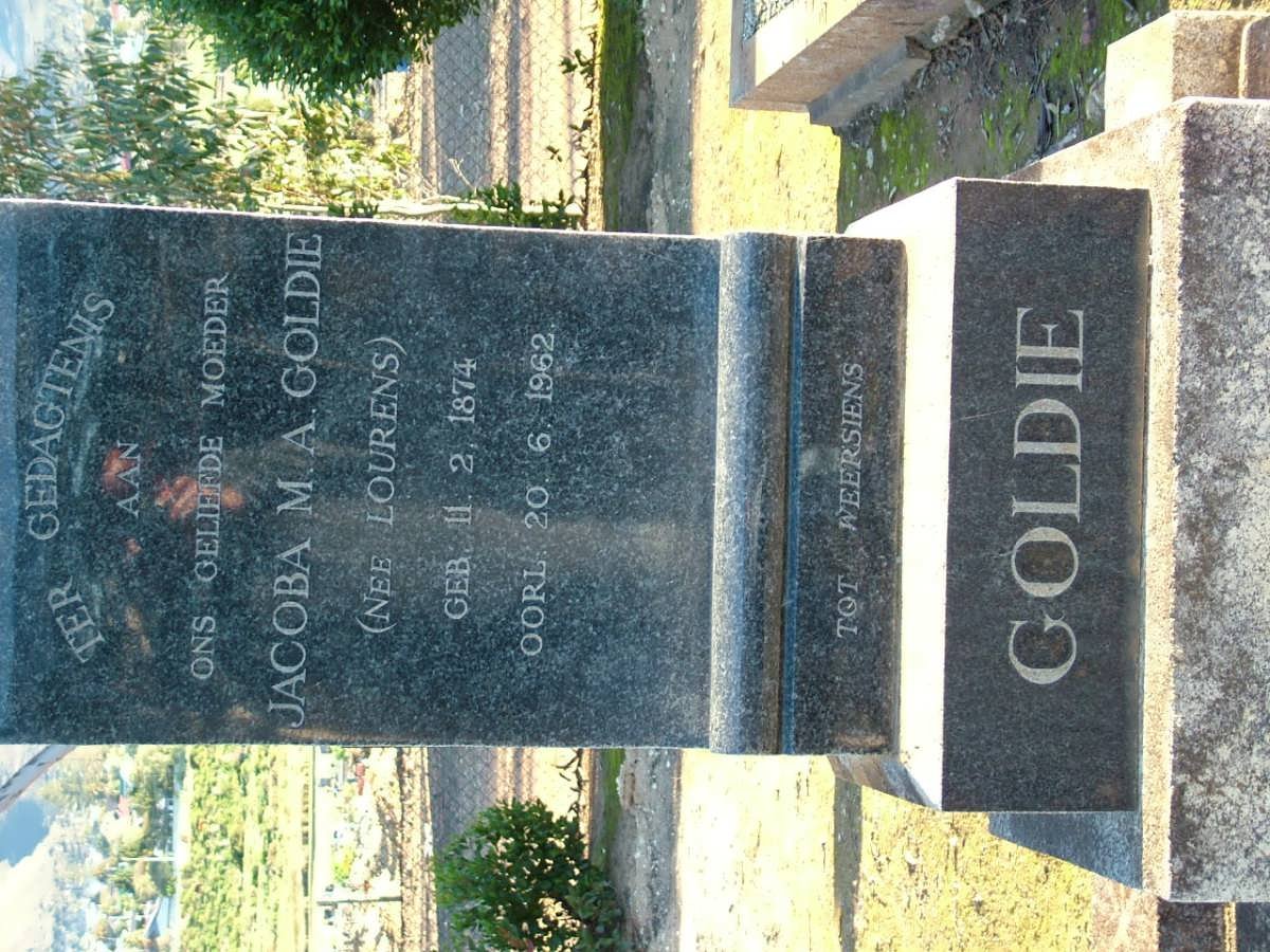 GOLDIE Jacoba M.A.  nee LOURENS 1874-1962