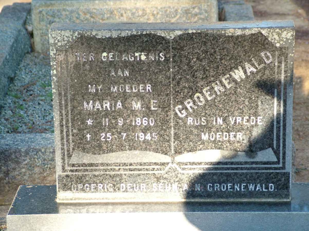 GROENEWALD M.E. 1860-1945
