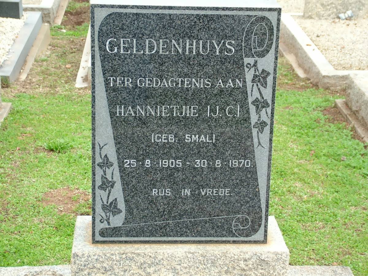 GELDENHUYS J.C. nee SMAL 1905-1970