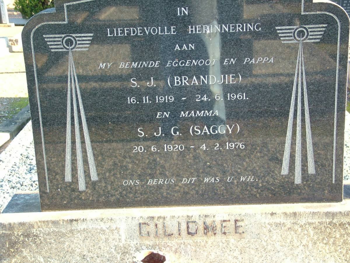 GILIOMEE S.J. 1919-1961 &amp; S.J.G. 1920-1976