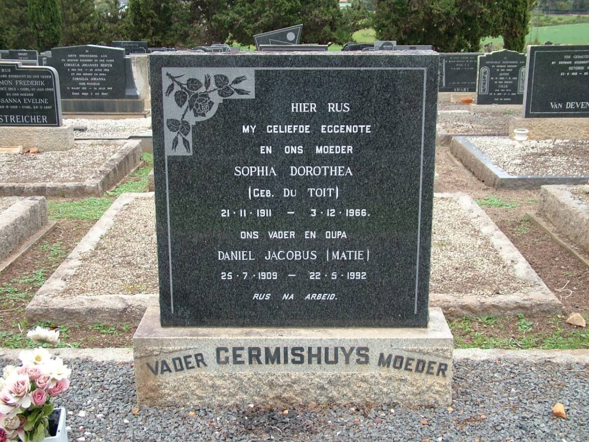 GERMISHUYS Daniel Jacobus 1909-1992 &amp; Sophia Dorothea DU TOIT 1911-1966