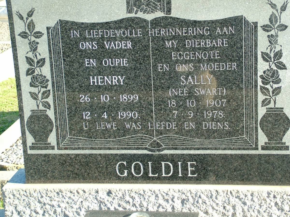 GOLDIE Henry 1899-1990 &amp; Sally SWART 1907-1978
