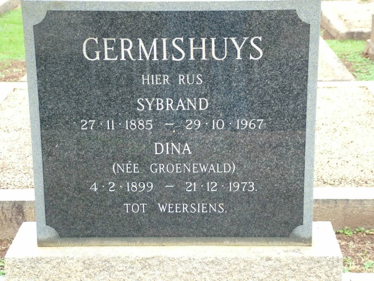 GERMISHUYS Sybrand 1885-1967 &amp; Dina GROENEWALD 1899-1973