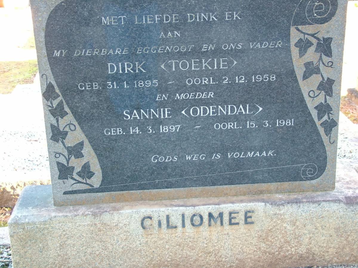 GILIOMEE Dirk 1895-1958 &amp; Sannie ODENDAL 1897-1981