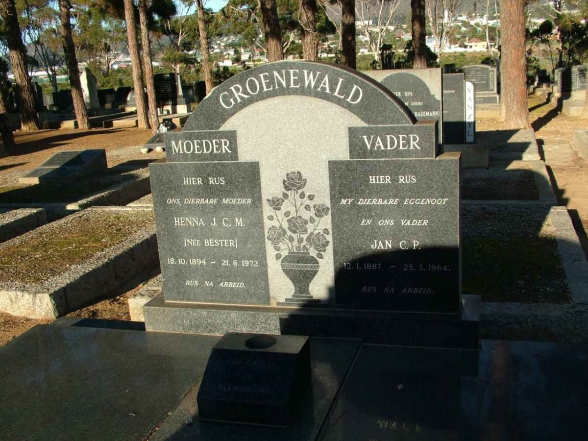 GROENEWALD Jan C.P. 1887-1964 &amp; Henna J.C.M. BESTER 1894-1972