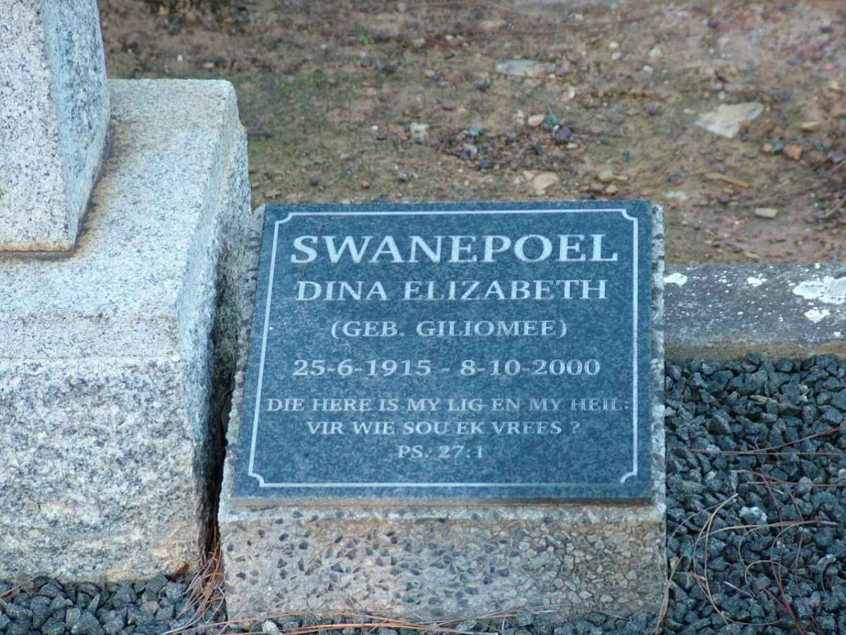 SWANEPOEL Dina Elizabeth nee GILIOMEE 1915-2000