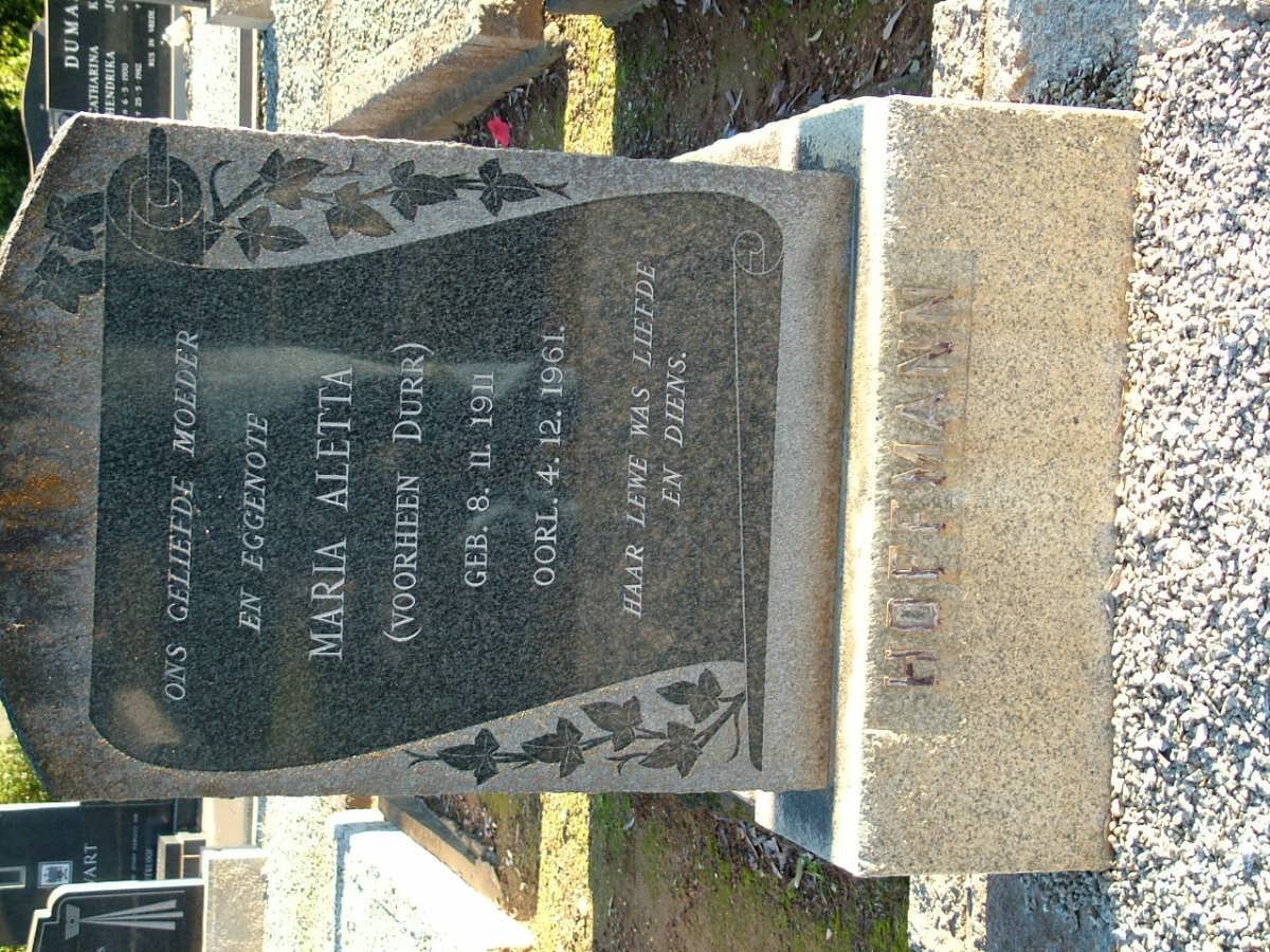 HOFFMANN Maria Aletta nee DURR 1911-1961