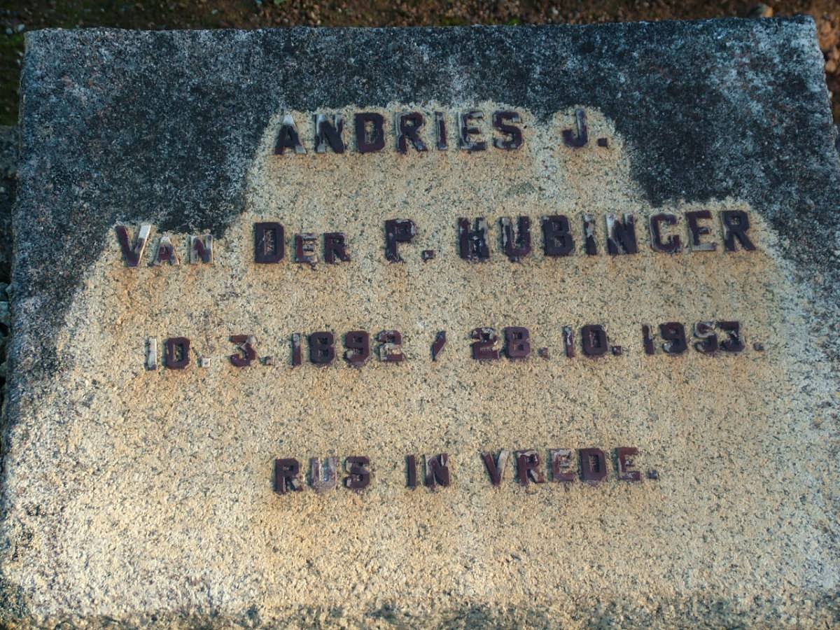 HUBINGER Andries J. Van der P. 1892-1953