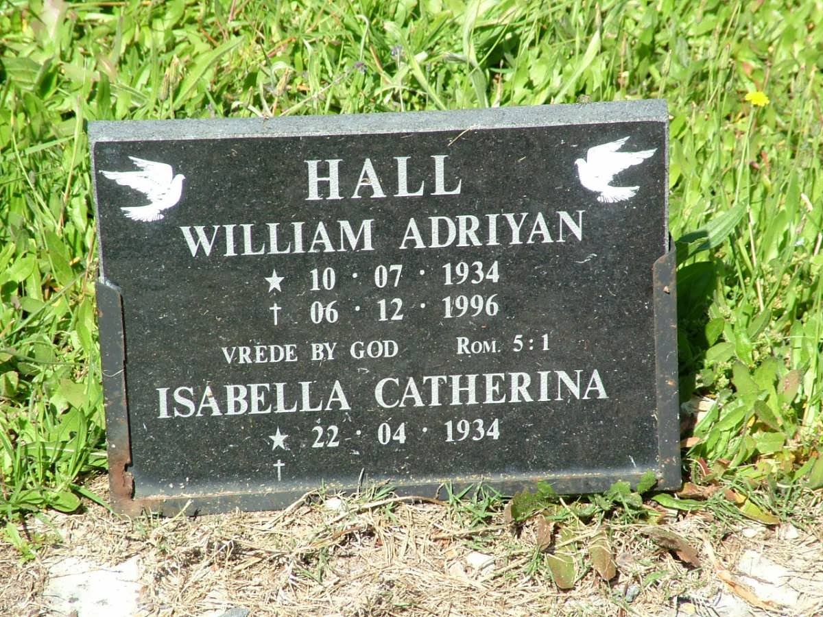 HALL William Adriyan 1934-1996 &amp; Isabella Catherina 1934-