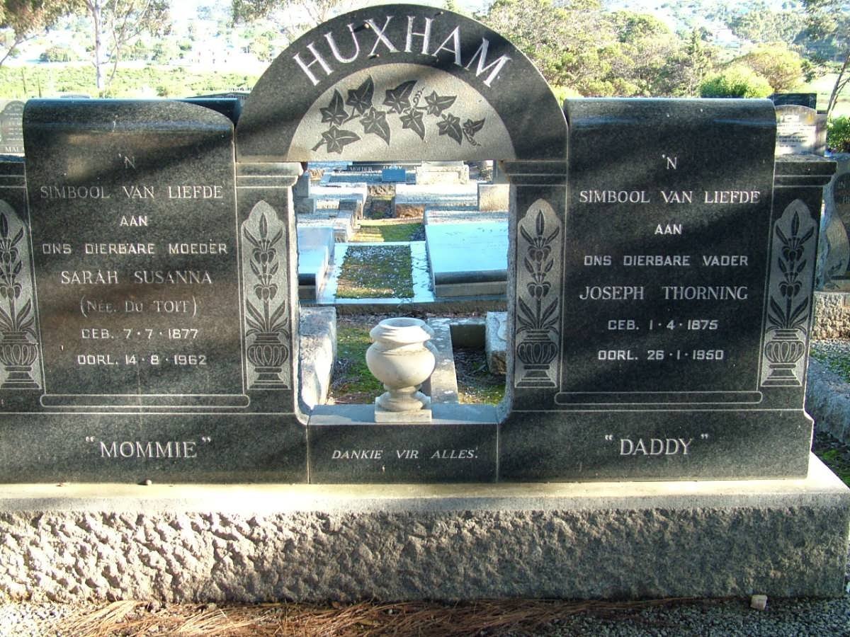 HUXHAM Joseph Thorning 1875-1950 &amp; Sarah Susanna DU TOIT 1877-1962