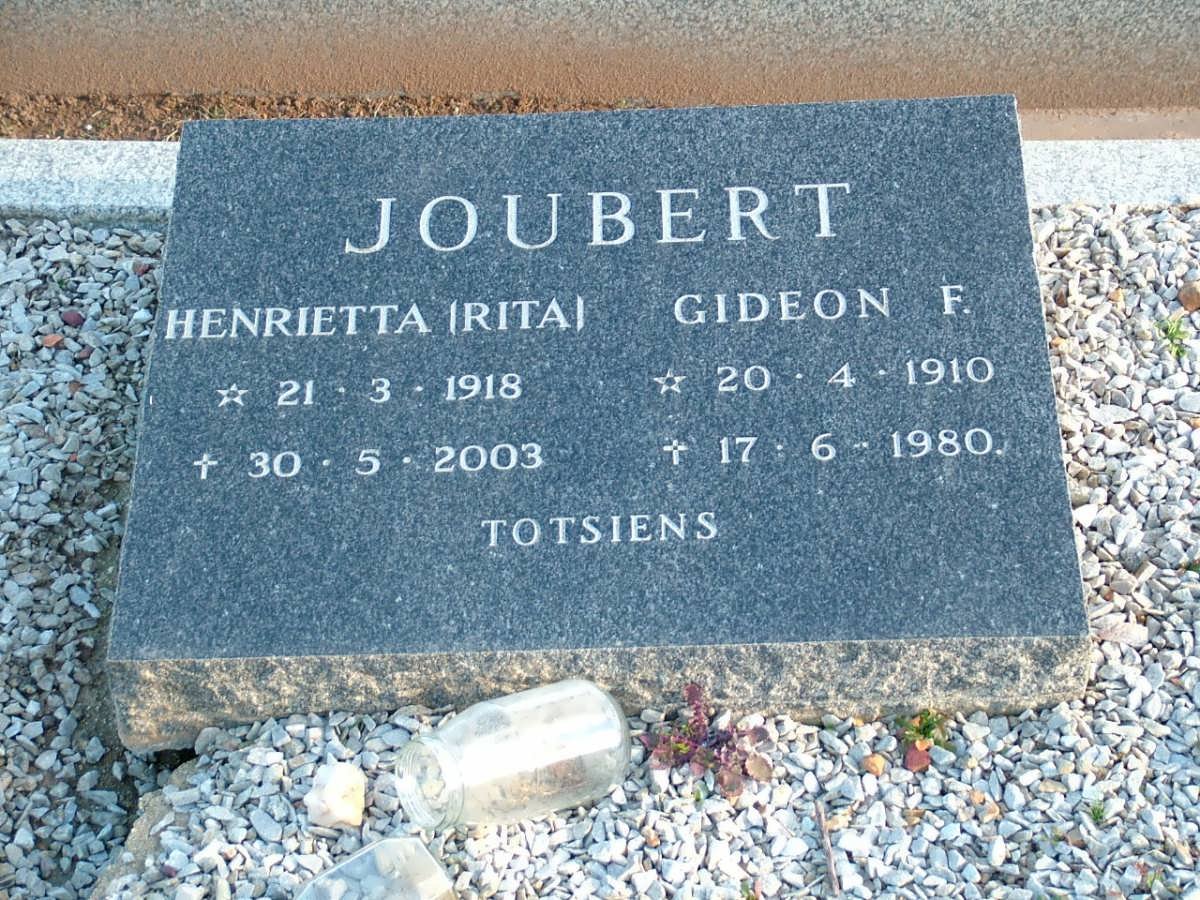 JOUBERT Gideon F. 1910-1980 &amp; Henrietta 1918-2003